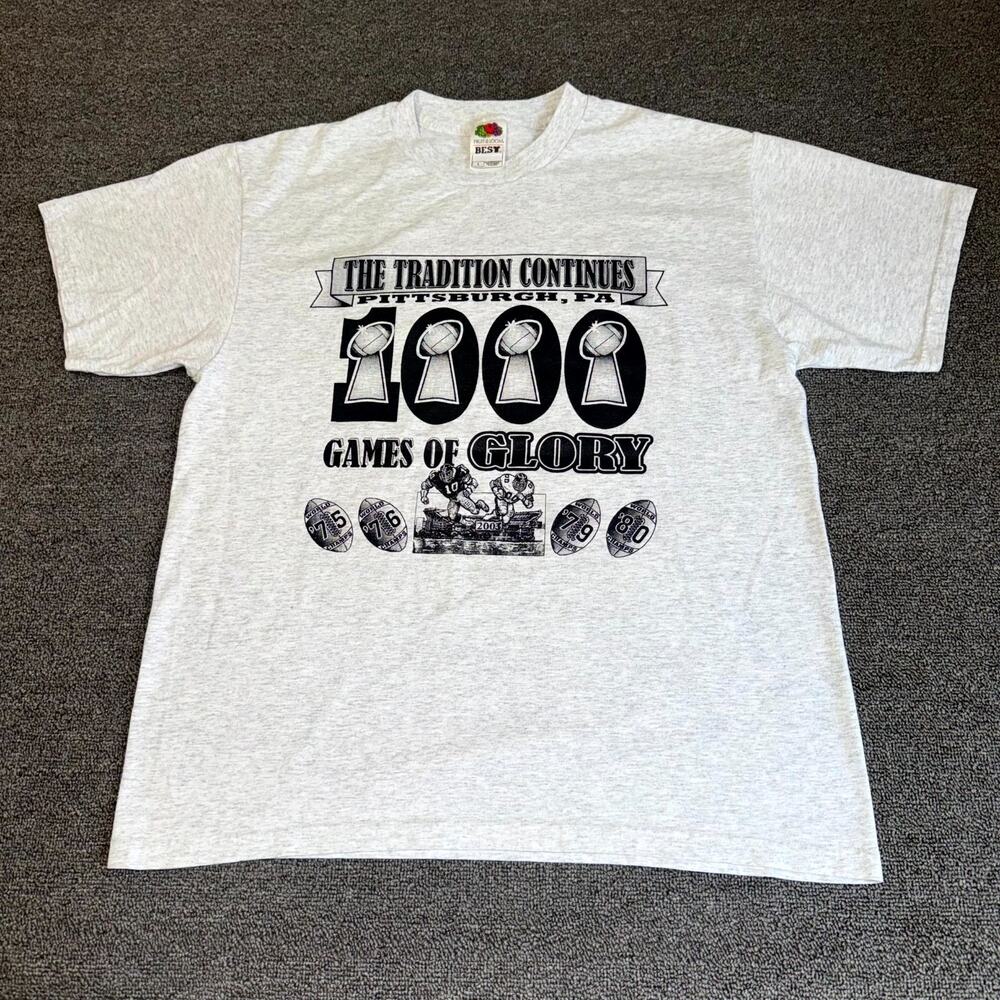 Fruit of the Loom Pittsburgh Steelers Football‎ T Shirt Mens Large Gray VTG 2003